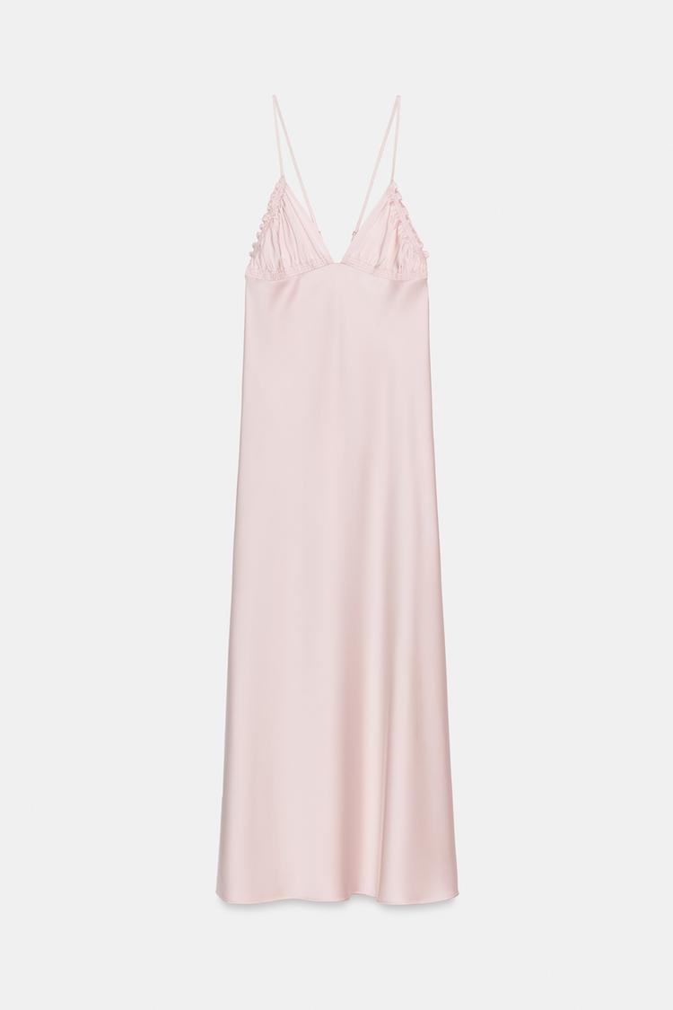 ROBE MIDI SATINÉE À PLIS