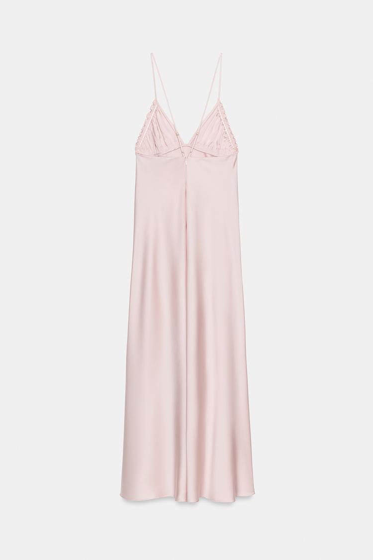 ROBE MIDI SATINÉE À PLIS