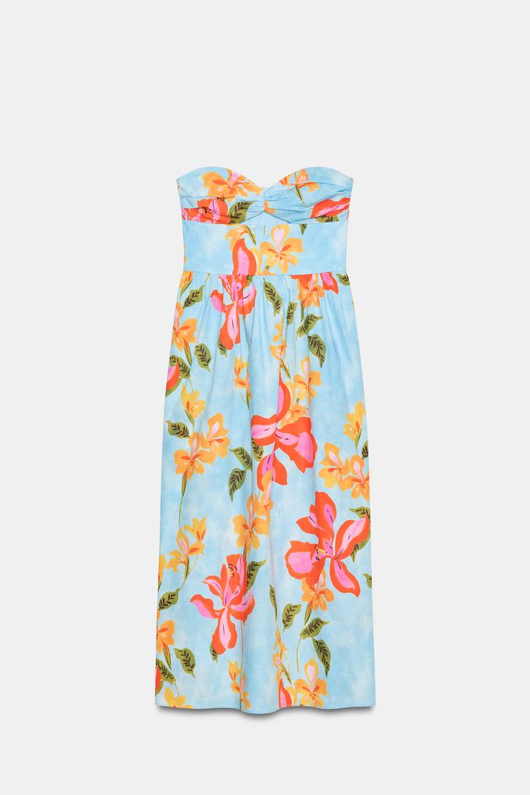 ROBE MI-LONGUE EN POPELINE À FLEURS