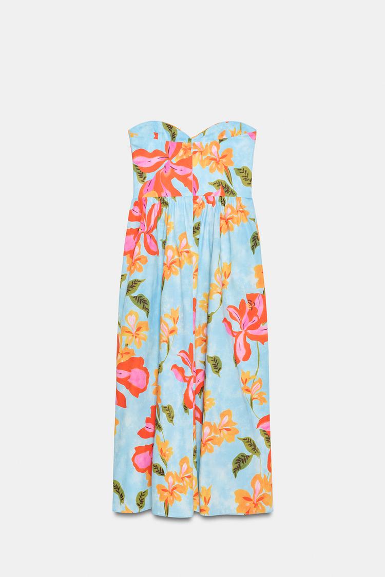 ROBE MI-LONGUE EN POPELINE À FLEURS