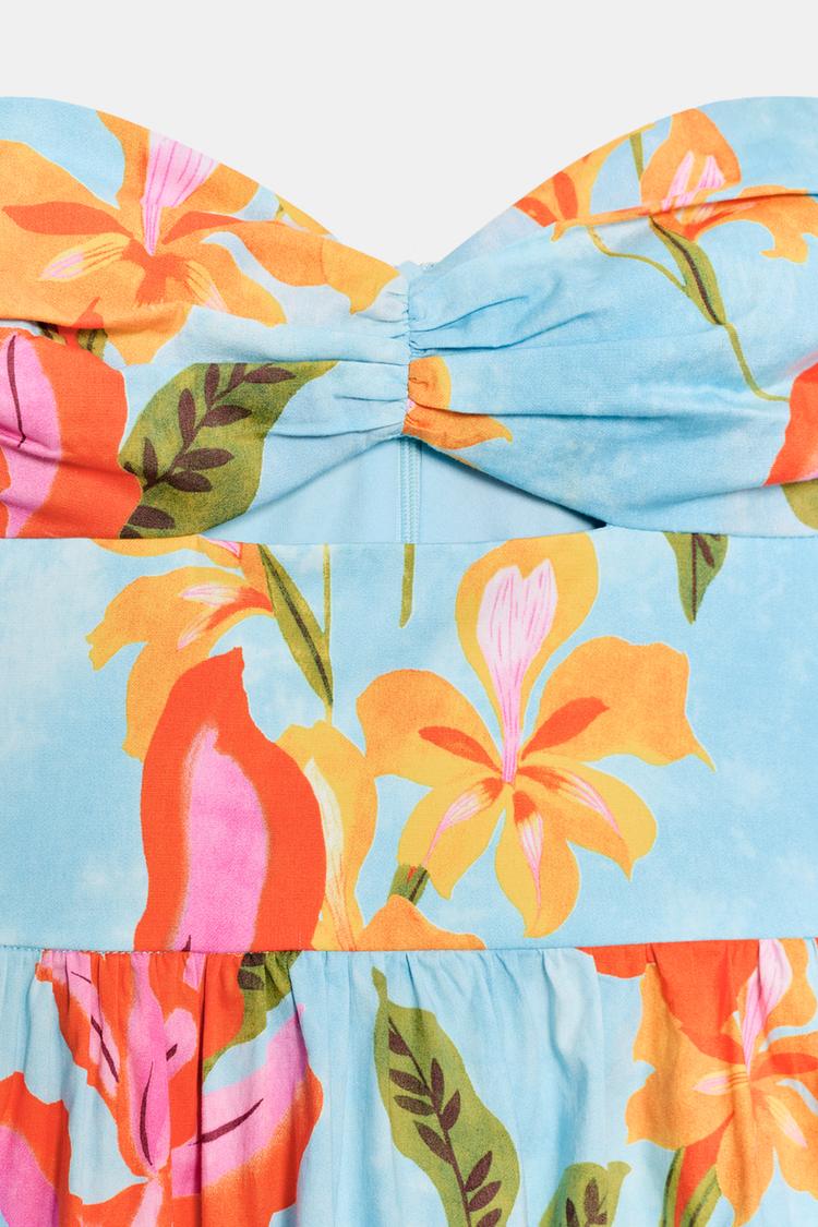 ROBE MI-LONGUE EN POPELINE À FLEURS