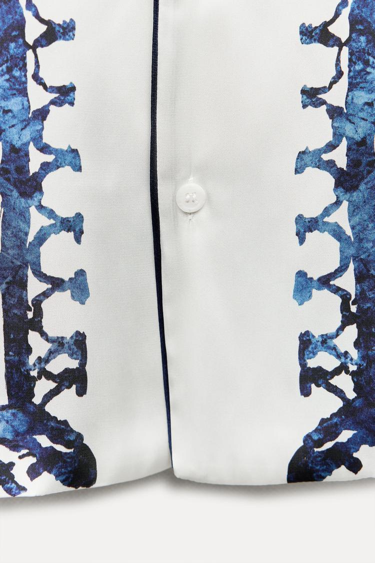 Chemise Imprimée Collection ZW Blanc Bleu Marine