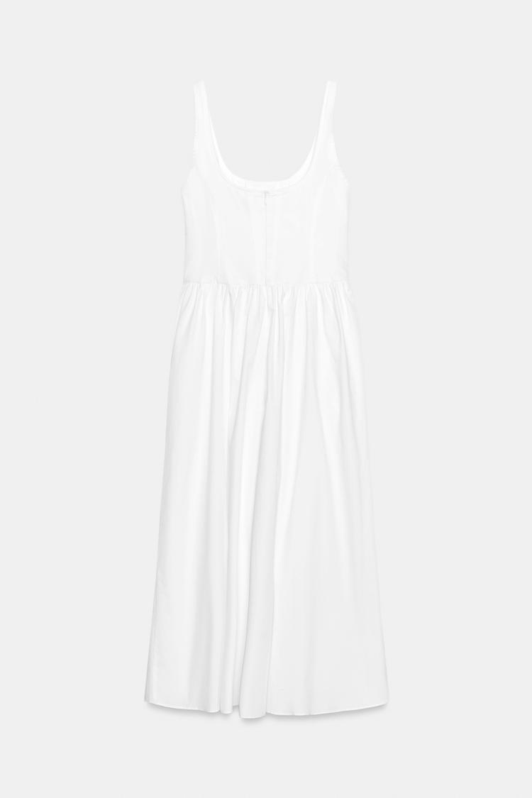 ROBE MI-LONGUE EN POPELINE FAÇON CORSET