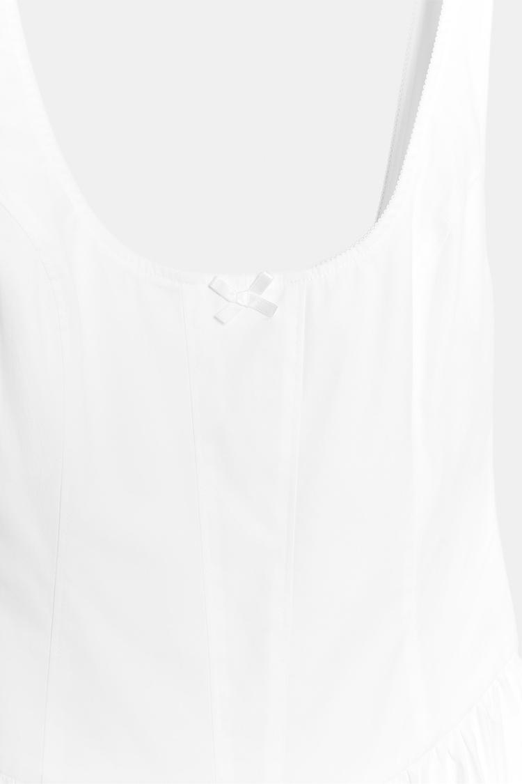 ROBE MI-LONGUE EN POPELINE FAÇON CORSET