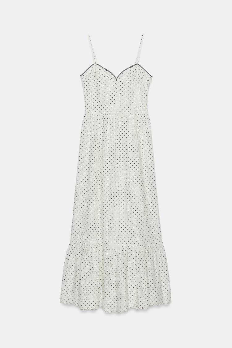 ROBE MI-LONGUE IMPRIMÉE À BRODERIES PERFORÉES