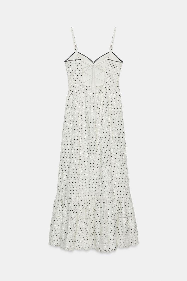 ROBE MI-LONGUE IMPRIMÉE À BRODERIES PERFORÉES