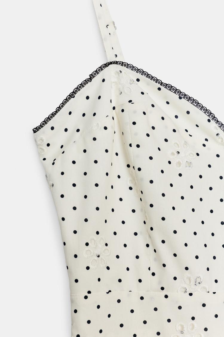 ROBE MI-LONGUE IMPRIMÉE À BRODERIES PERFORÉES