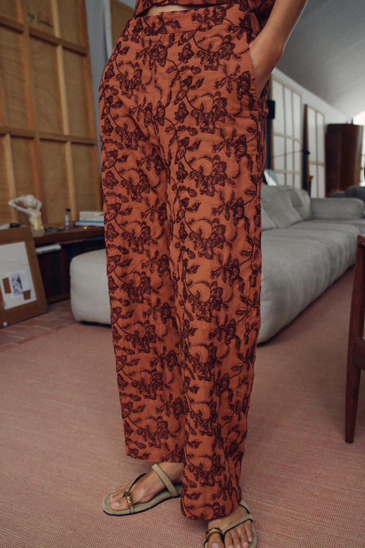 PANTALON DROIT BRODERIES