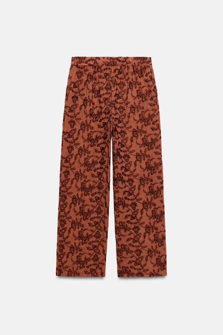 PANTALON DROIT BRODERIES
