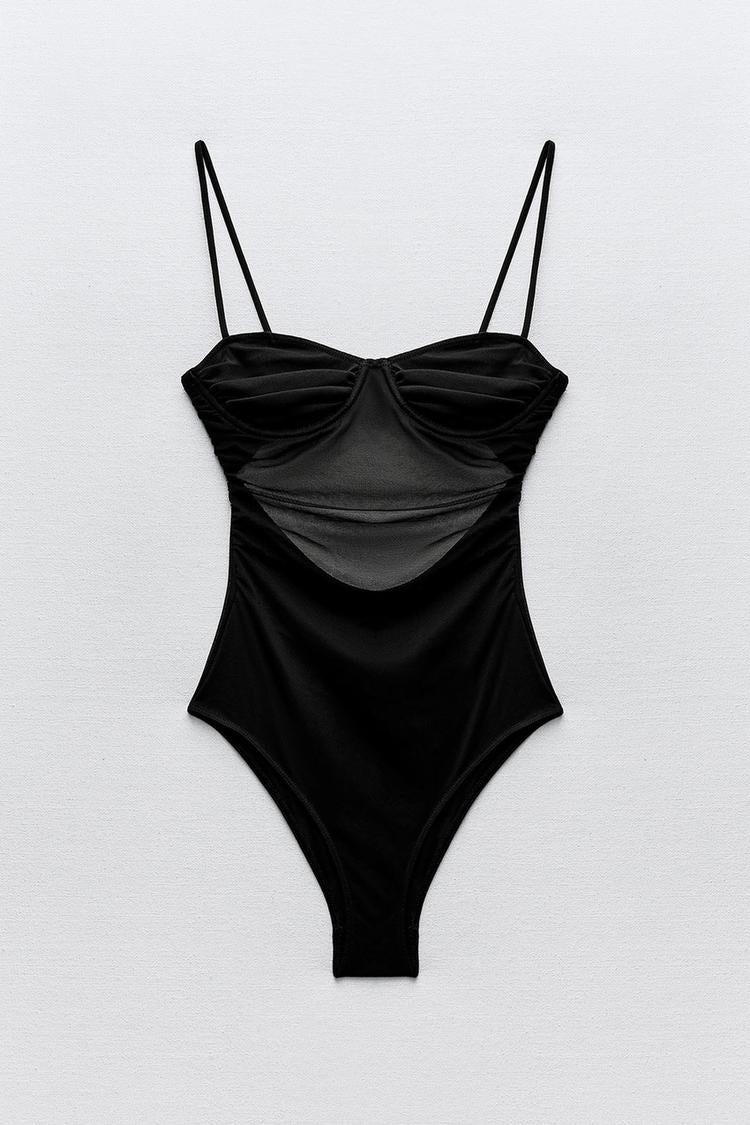 MAILLOT DE BAIN DRAPÉ EN TULLE