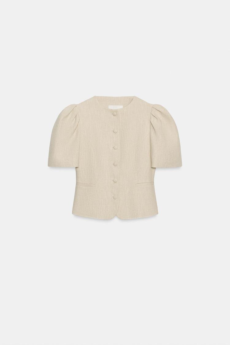 VESTE À MANCHES COURTES BOUFFANTES