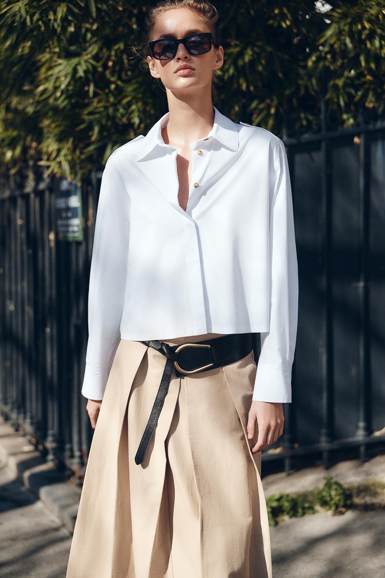 ENSEMBLE CHEMISE COURTE EN POPELINE | PANTALON STYLE JUPE-CULOTTE