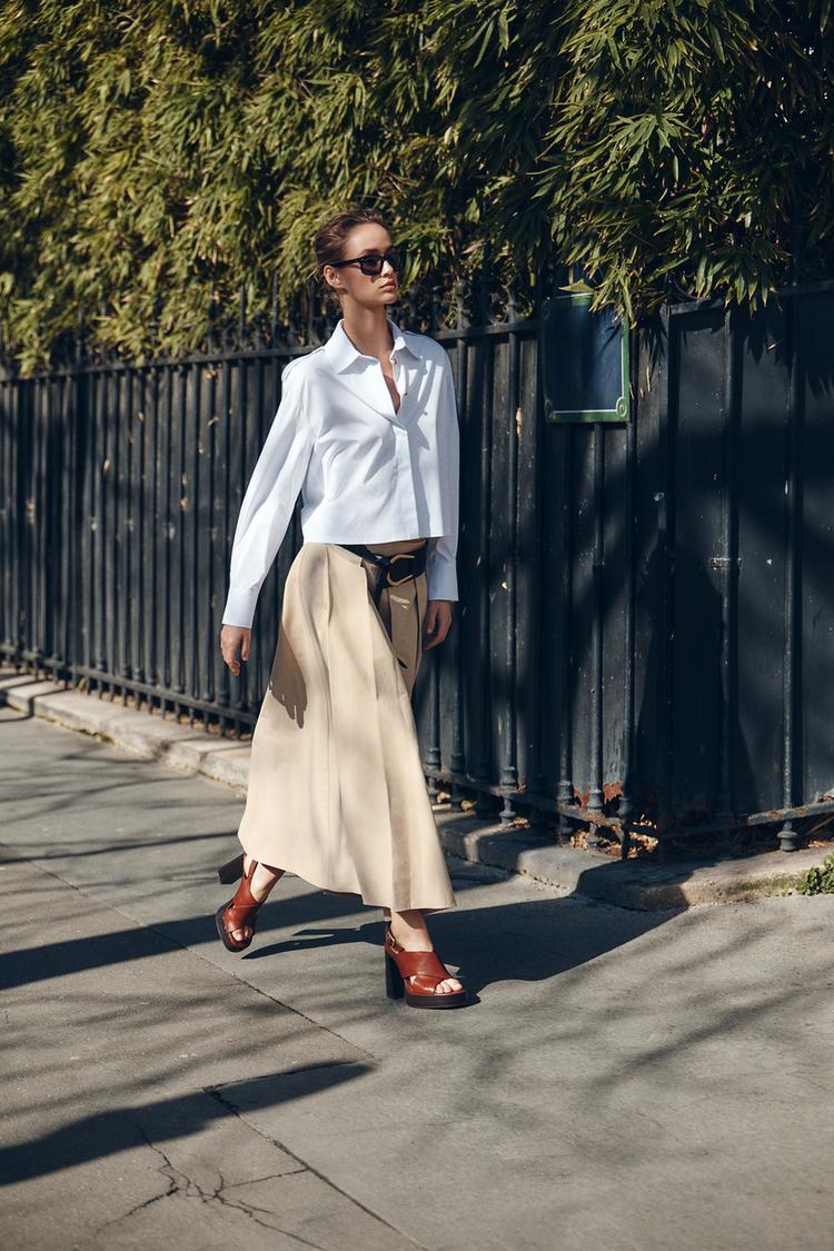 ENSEMBLE CHEMISE COURTE EN POPELINE | PANTALON STYLE JUPE-CULOTTE