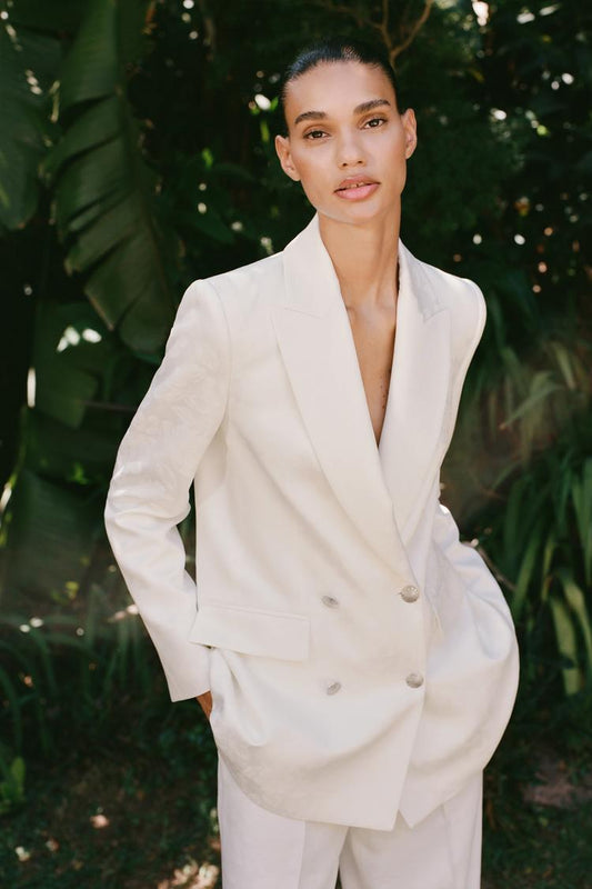 VESTE À BOUTONNAGE CROISÉ EN JACQUARD