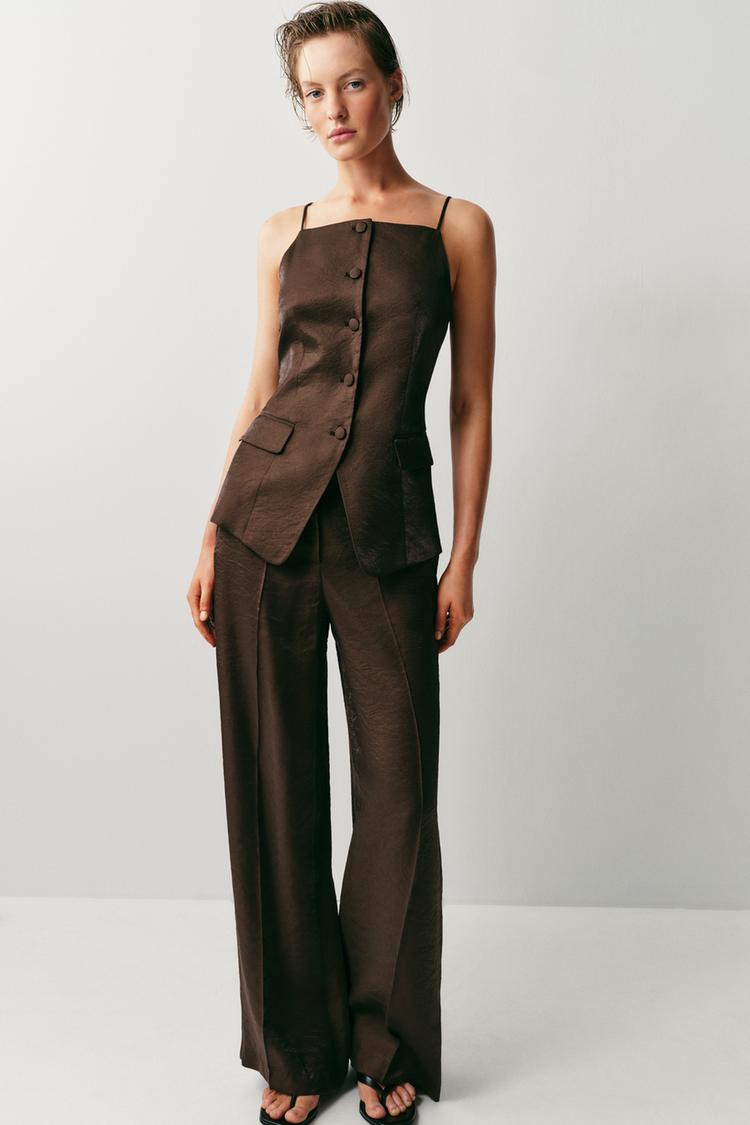 PANTALON DROIT EFFET BRILLANT