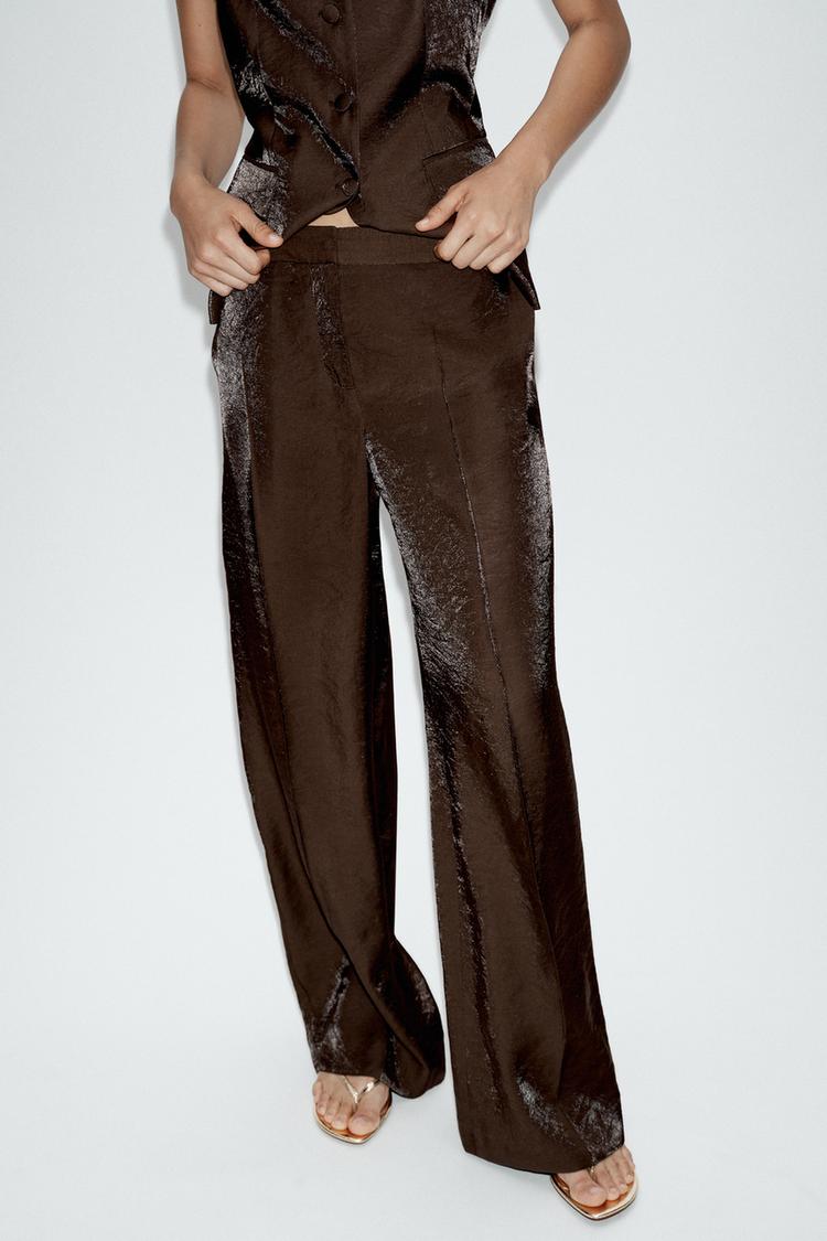 PANTALON DROIT EFFET BRILLANT