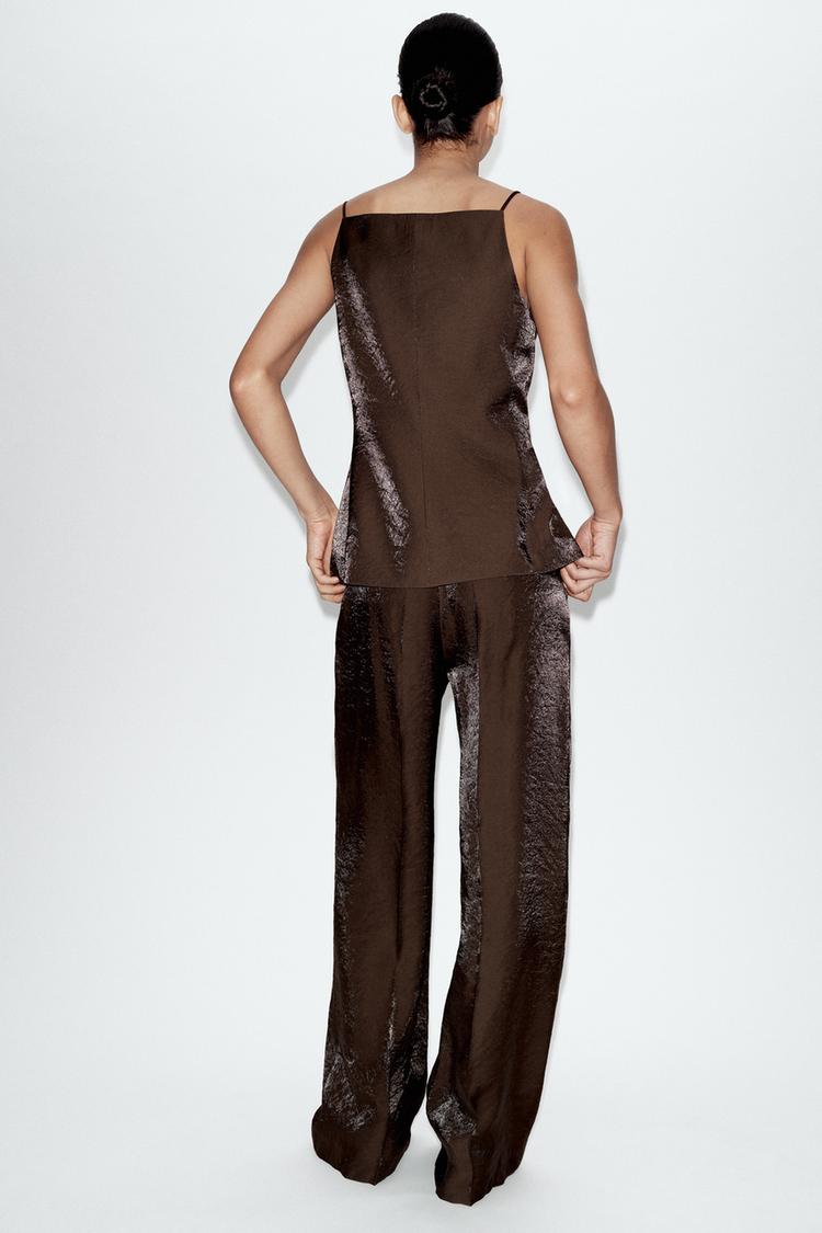 PANTALON DROIT EFFET BRILLANT