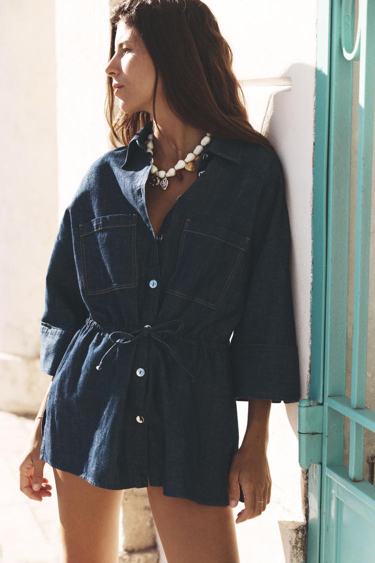 ENSEMBLE CHEMISE À CORDONS AVEC LIN | PANTALON À JAMBES LARGES