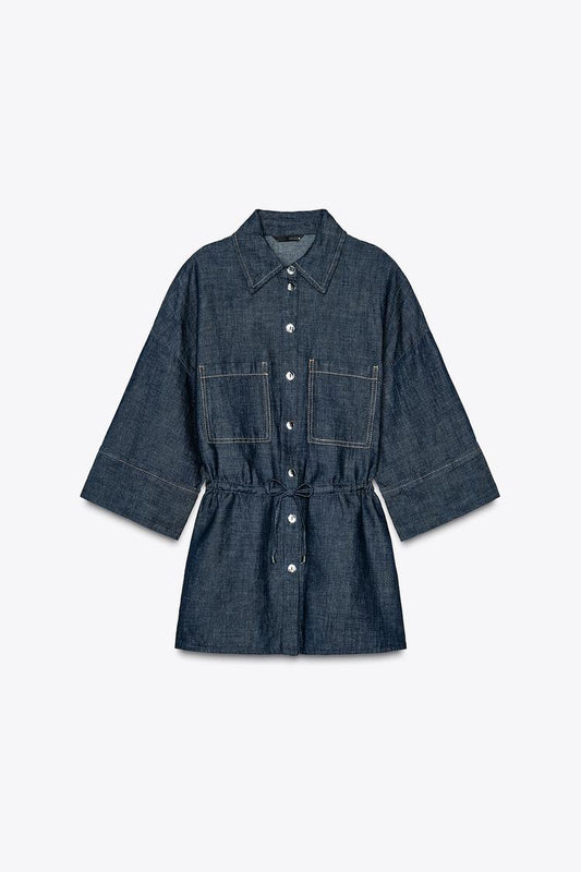 CHEMISE À CORDONS AVEC LIN