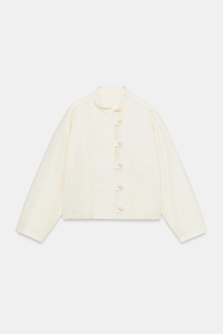 BLOUSON À BRANDEBOURGS ET LIN