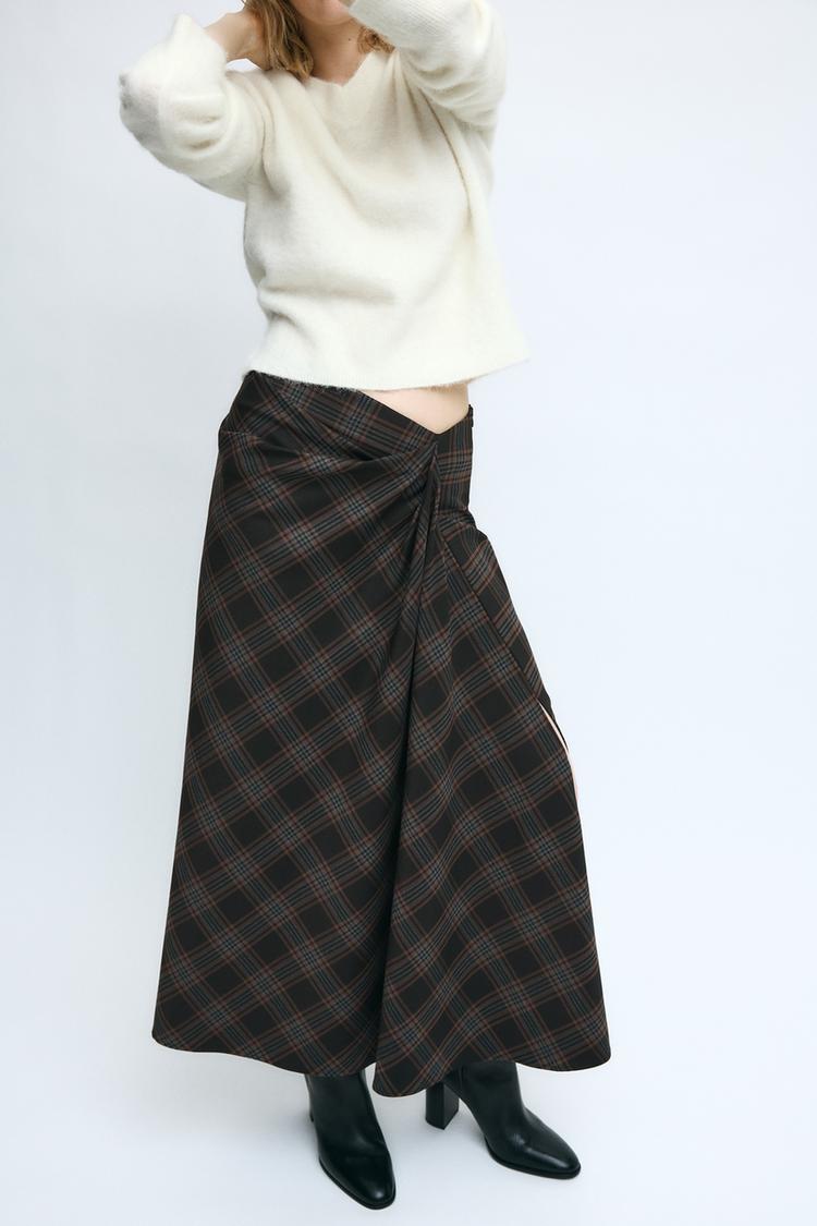 ZW COLLECTION DRAPED CHECK SKIRT