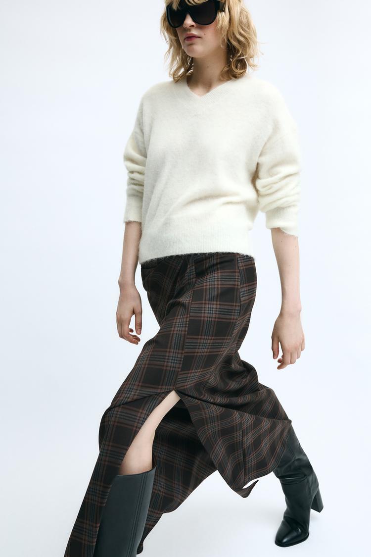 ZW COLLECTION DRAPED CHECK SKIRT