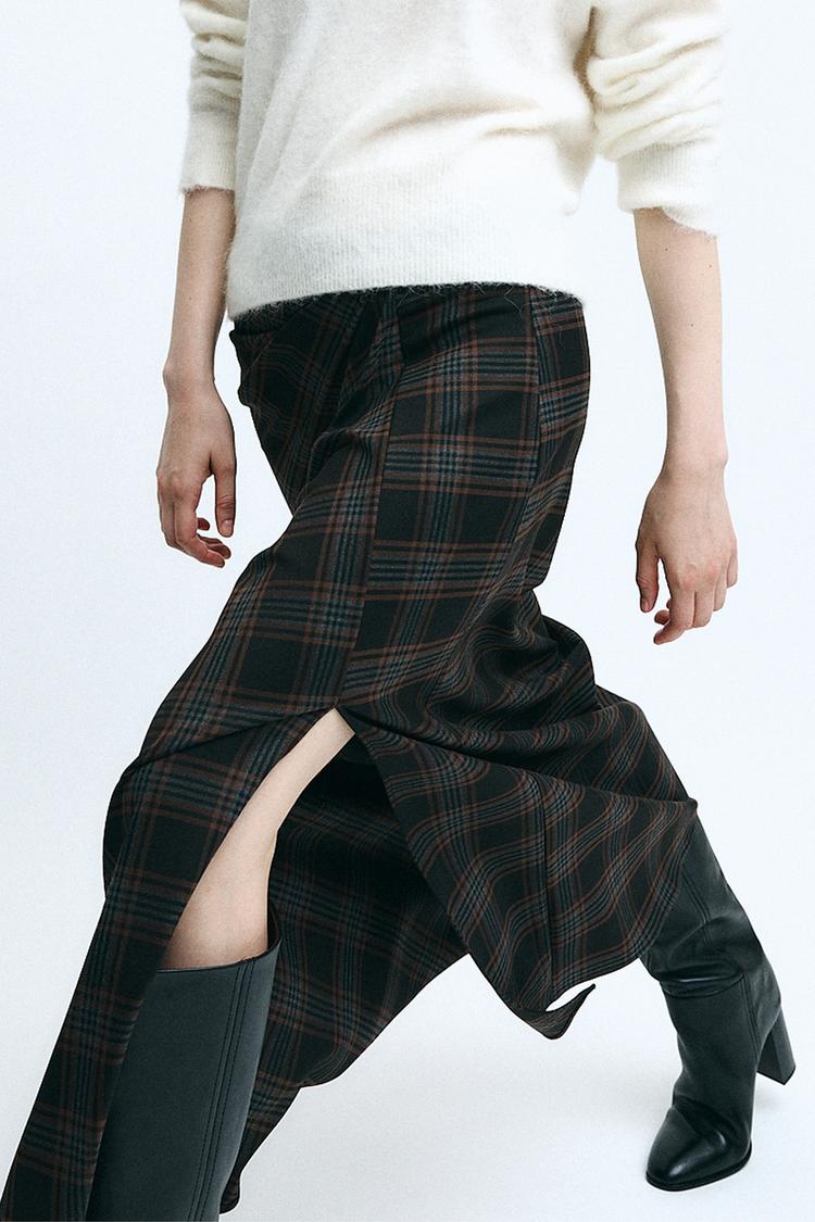 ZW COLLECTION DRAPED CHECK SKIRT