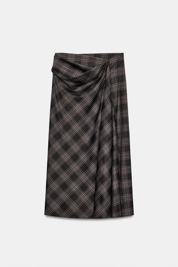 ZW COLLECTION DRAPED CHECK SKIRT