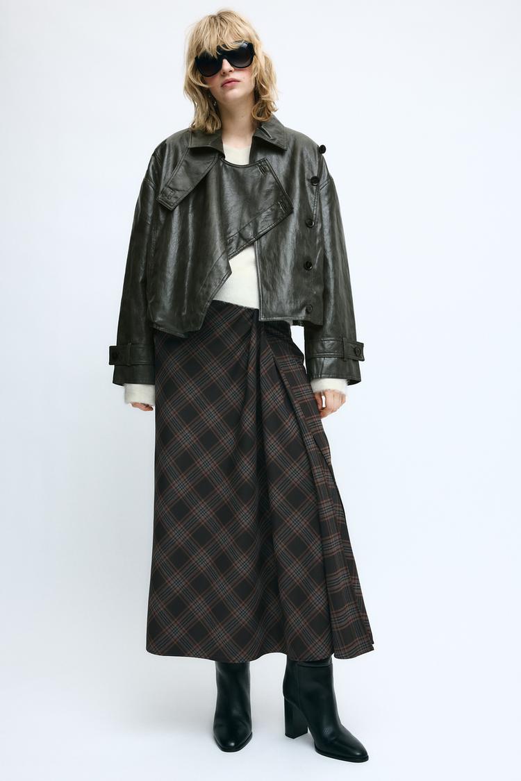 ZW COLLECTION DRAPED CHECK SKIRT