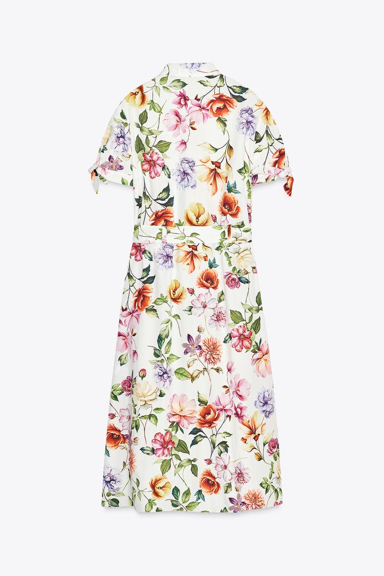 ROBE MIDI EN POPELINE À IMPRIMÉ FLEURI