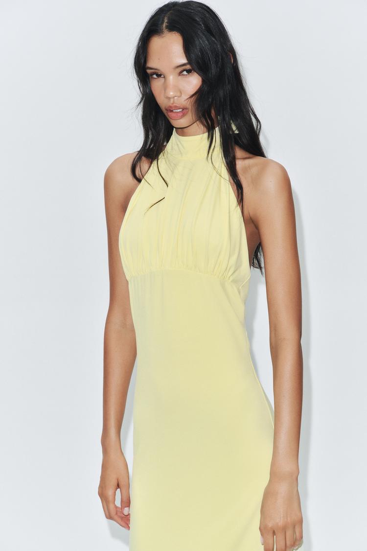 ROBE MI-LONGUE À ENCOLURE AMÉRICAINE AVEC NŒUD