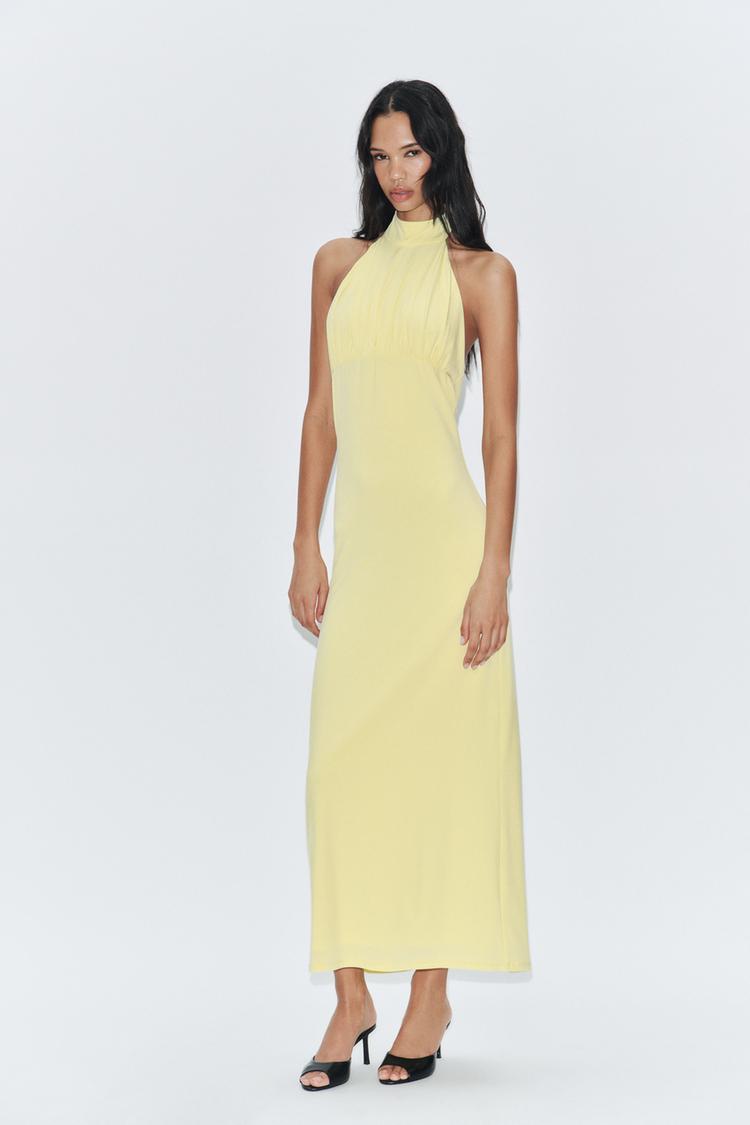 ROBE MI-LONGUE À ENCOLURE AMÉRICAINE AVEC NŒUD