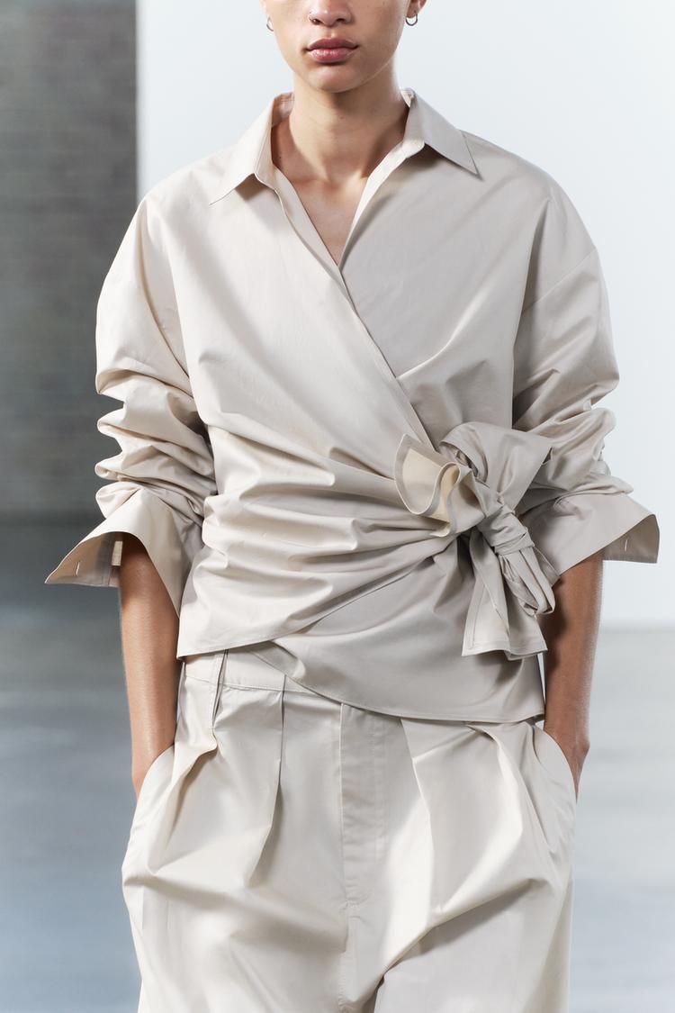 ENSEMBLE CHEMISE CACHE-COEUR AVEC NOEUD | PANTALON COLLECTION ZW
