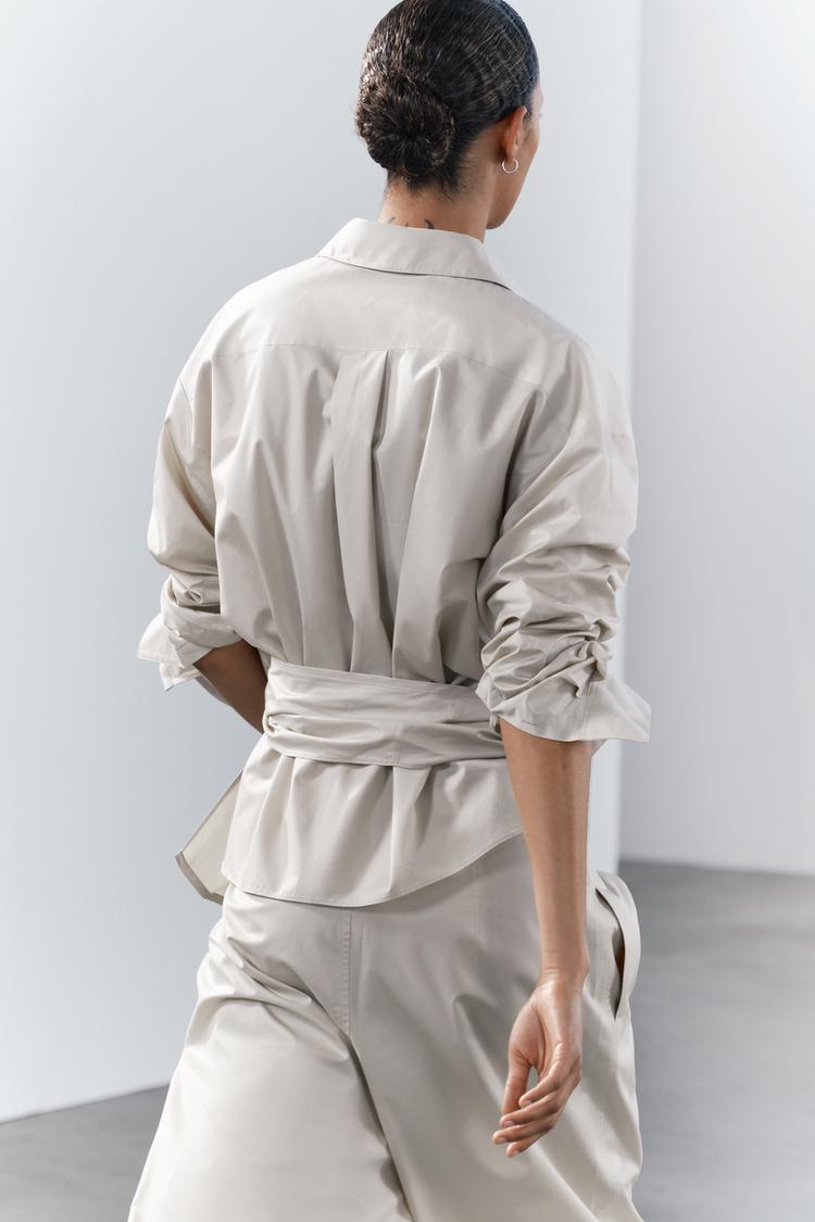 ENSEMBLE CHEMISE CACHE-COEUR AVEC NOEUD | PANTALON COLLECTION ZW