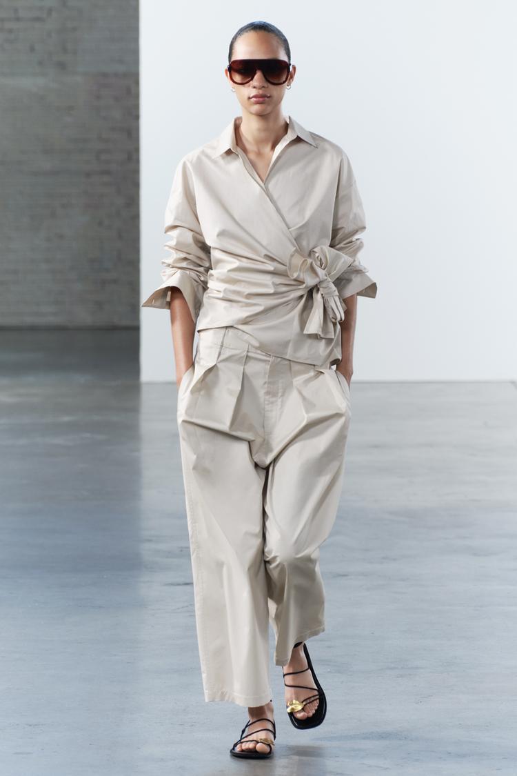 ENSEMBLE CHEMISE CACHE-COEUR AVEC NOEUD | PANTALON COLLECTION ZW