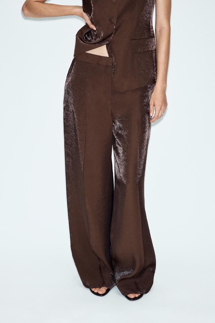 PANTALON DROIT EFFET BRILLANT