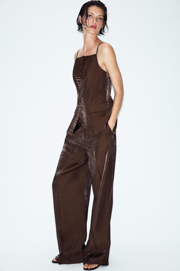 PANTALON DROIT EFFET BRILLANT