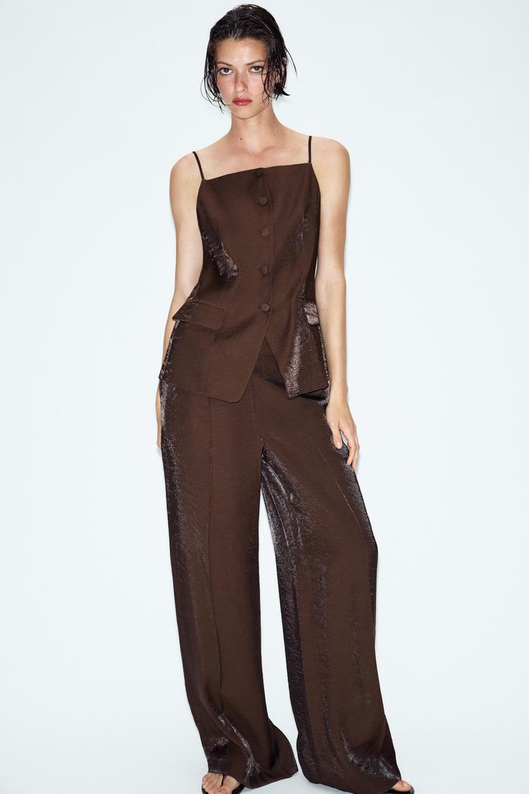 PANTALON DROIT EFFET BRILLANT