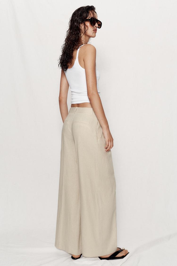 ENSEMBLE BLAZER MANCHES COURTES ET PANTALON EN LIN