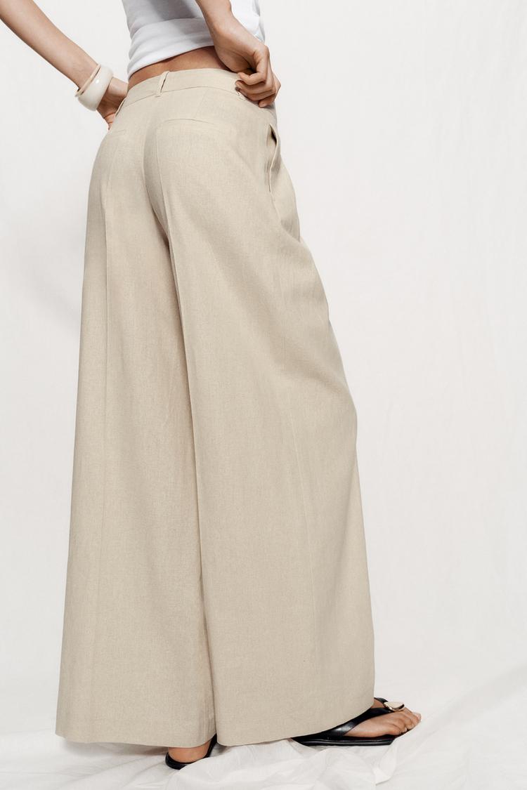 ENSEMBLE BLAZER MANCHES COURTES ET PANTALON EN LIN