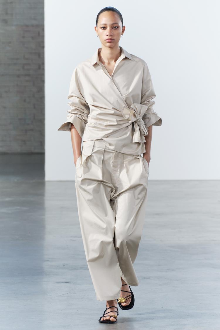 ENSEMBLE CHEMISE CACHE-COEUR AVEC NOEUD | PANTALON COLLECTION ZW