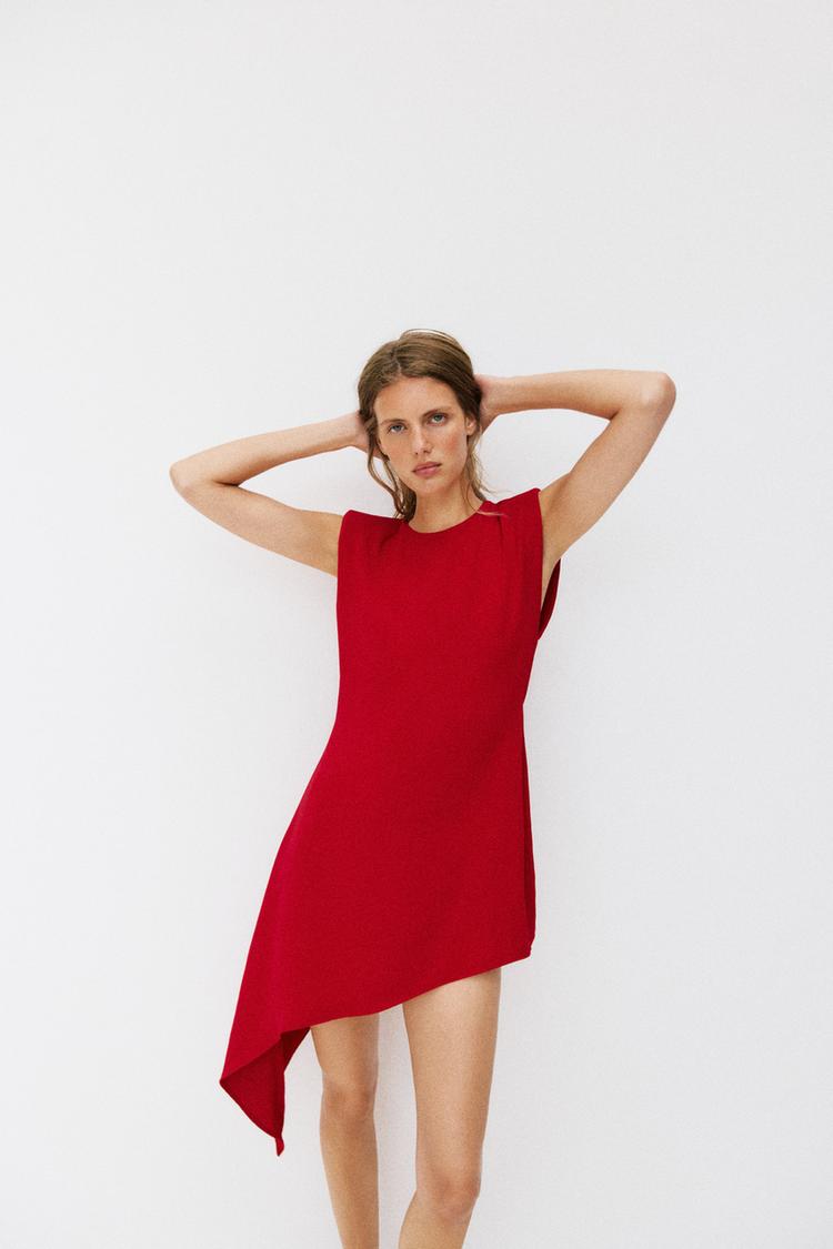 ROBE COURTE ASYMÉTRIQUE À ÉPAULETTES