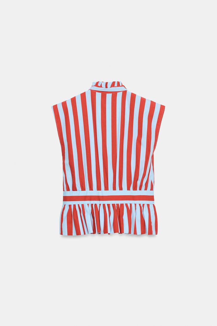 CHEMISE SANS MANCHES À RAYURES ET NŒUD