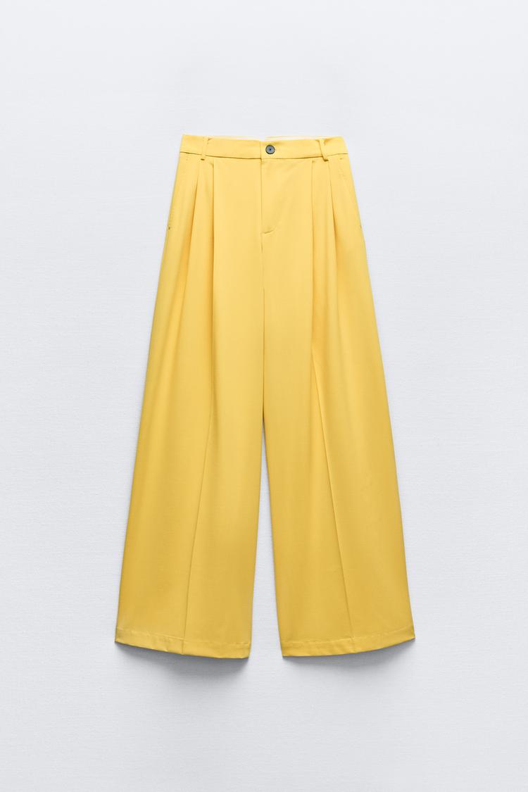 Pantalon À Plis Jaune