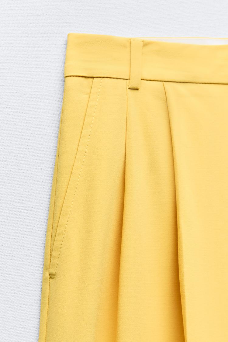 Pantalon À Plis Jaune