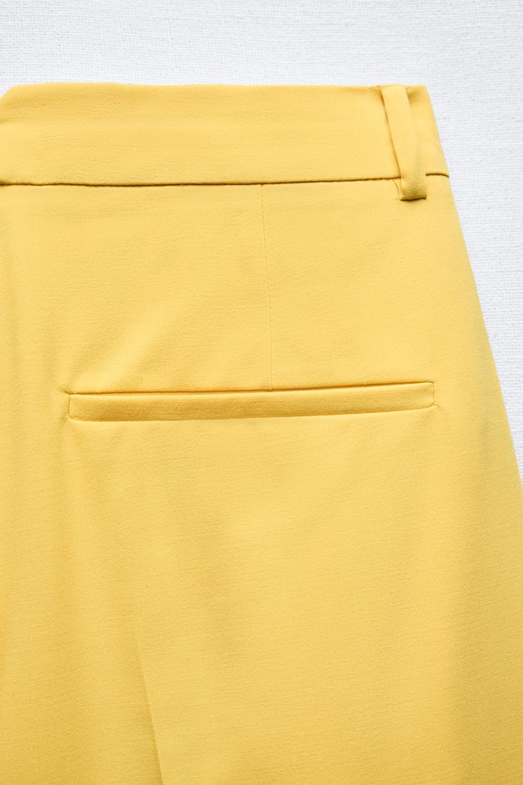 Pantalon À Plis Jaune