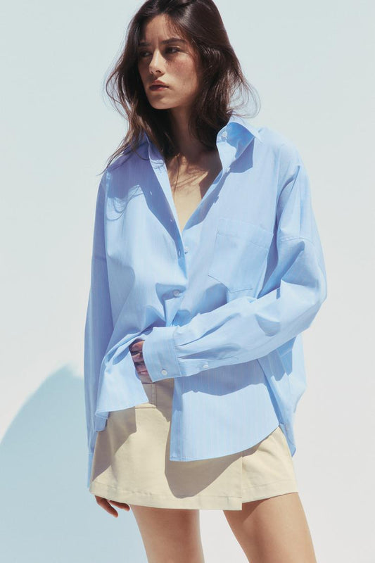 CHEMISE OVERSIZE POPELINE RAYÉE