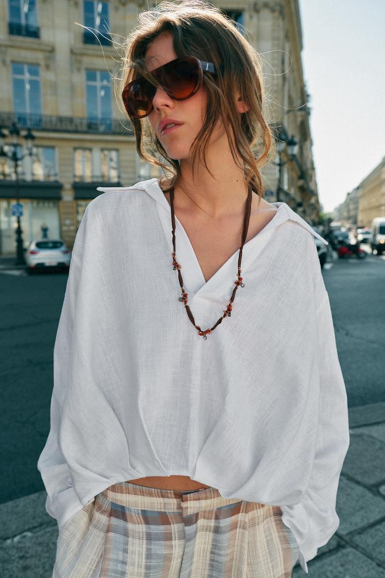 PANTALON BOUFFANT À LACETS ET CARREAUX