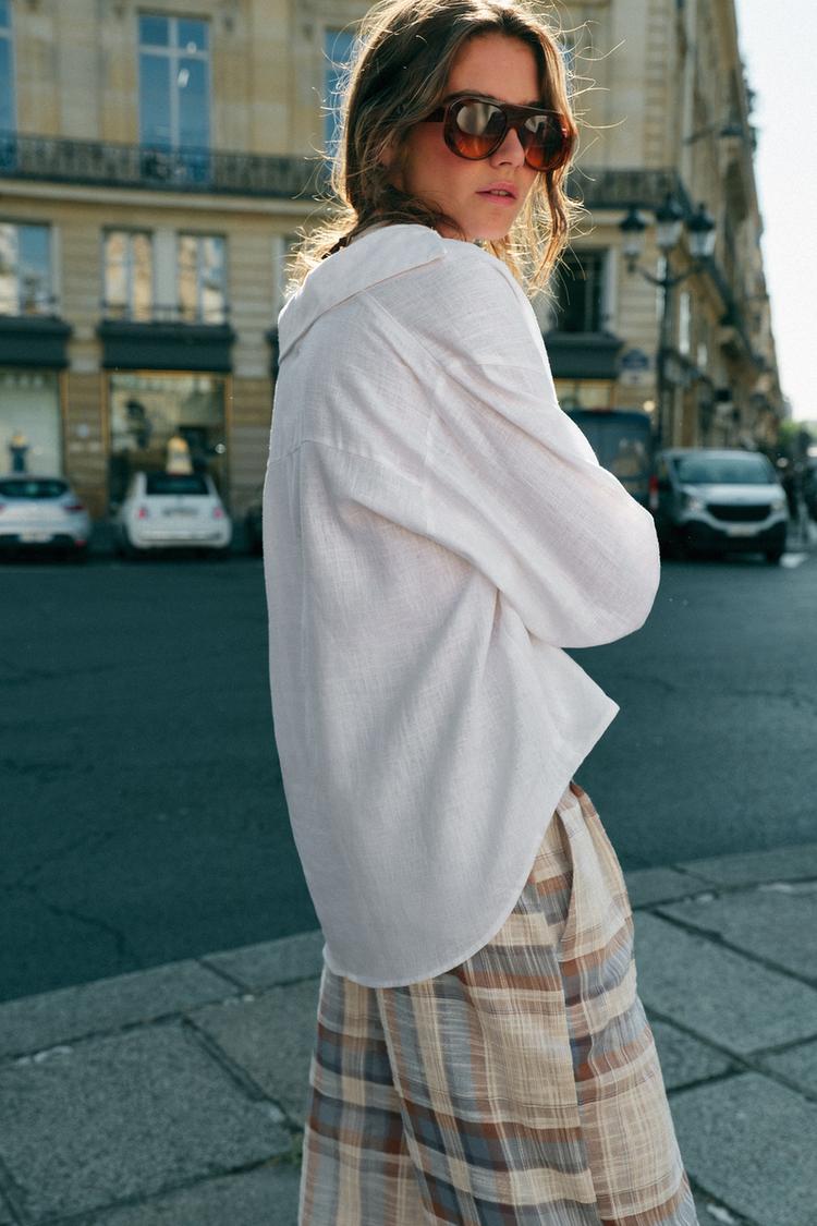 PANTALON BOUFFANT À LACETS ET CARREAUX