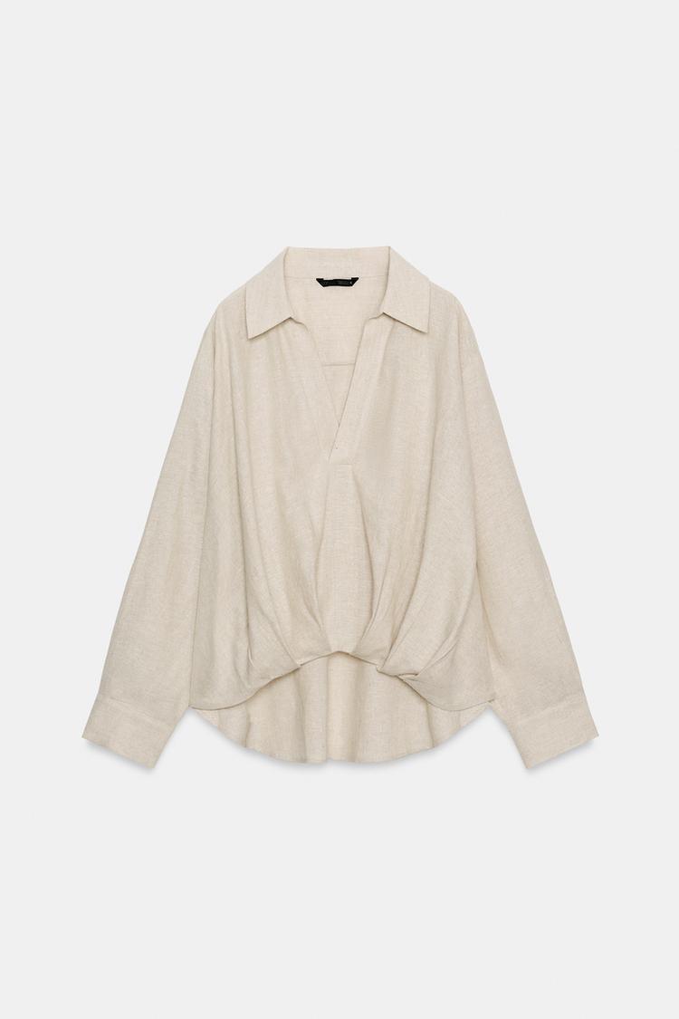 CHEMISE EN LIN À BASE BOUFFANTE
